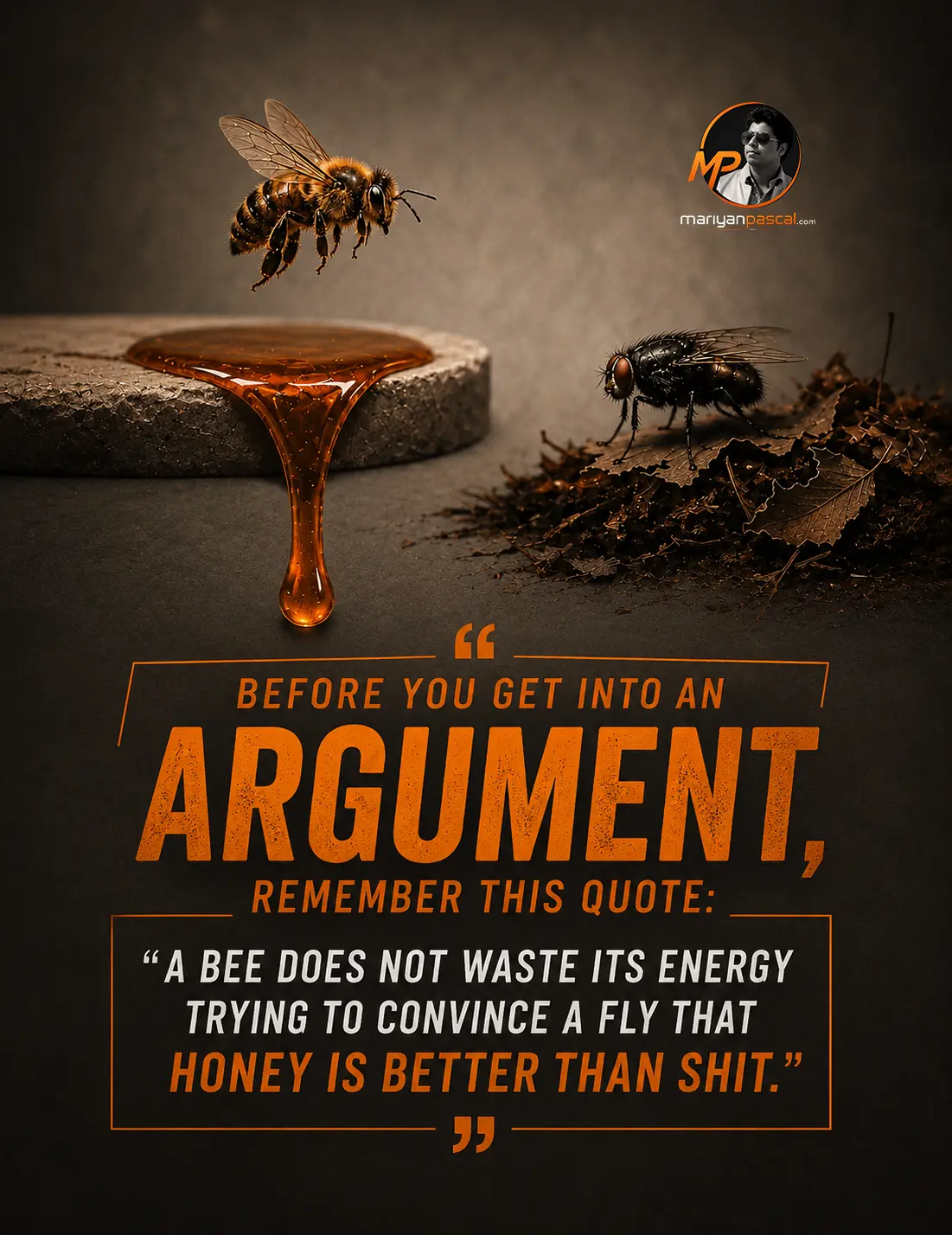 A bee does not waste energy convincing a fly